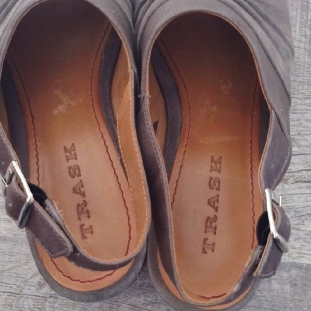 Sundance Shari Wedge Suede Leather Open toe Shoes Size 7.5 Trask - Picture 8 of 9